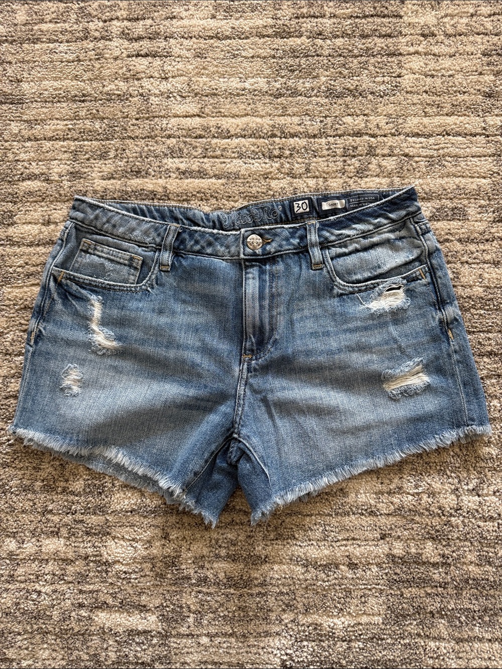 Miss Me Medium Blue Distressed Denim Cutoff Shorts